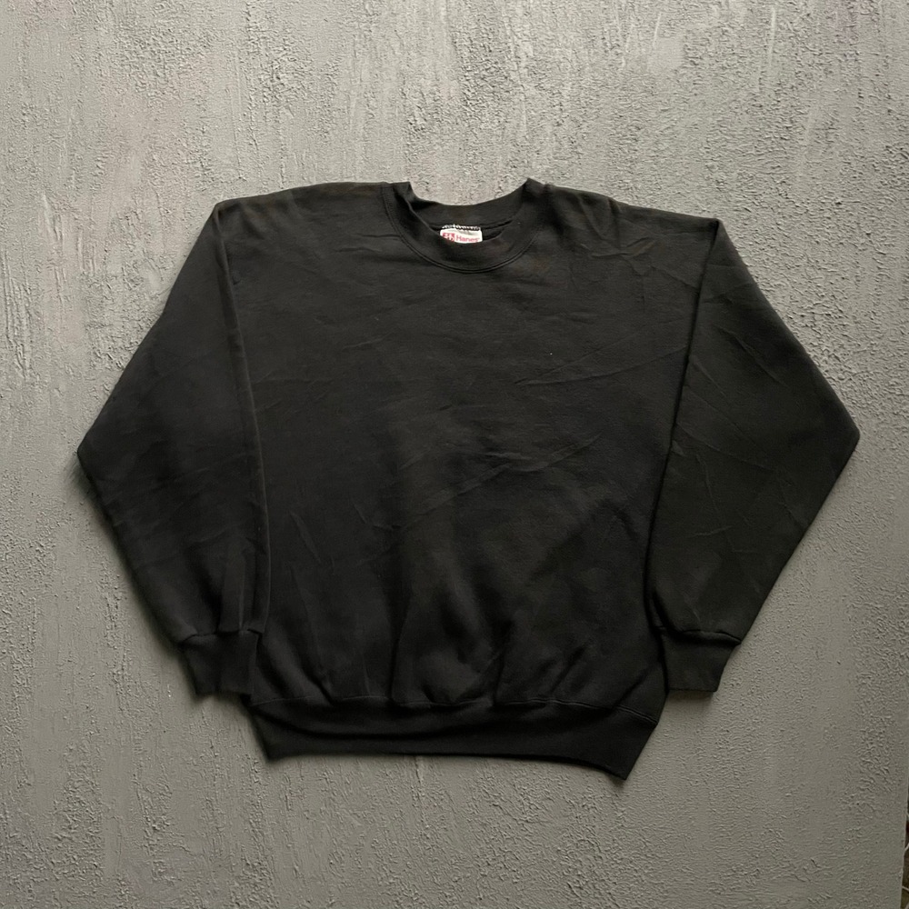 Vintage Blank Premium Weight Sweatshirt Mens Large Black 90s Hanes